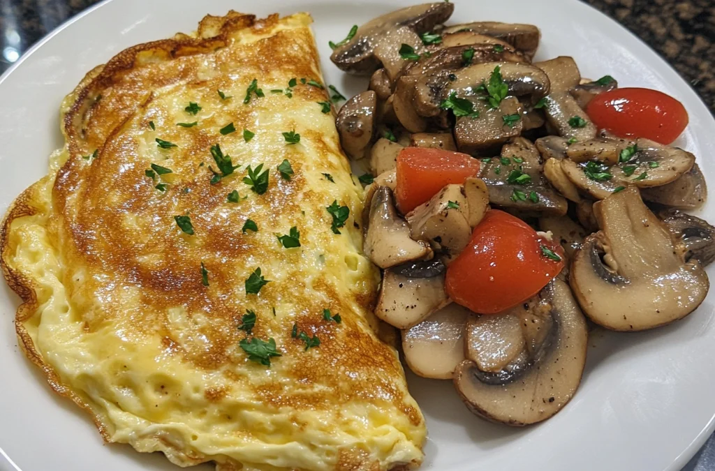 Delicious Mushroom & Swiss Omelette